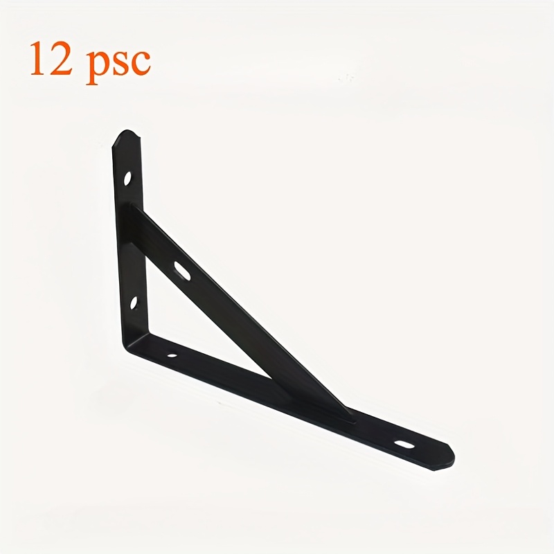 TEMU 12pcs Set Black Heavy-duty Shelf Brackets With Screws, Metal Shelf Supports, Shelf Corner Brackets, L-shaped Brackets, Heavy-duty Floating Shelf