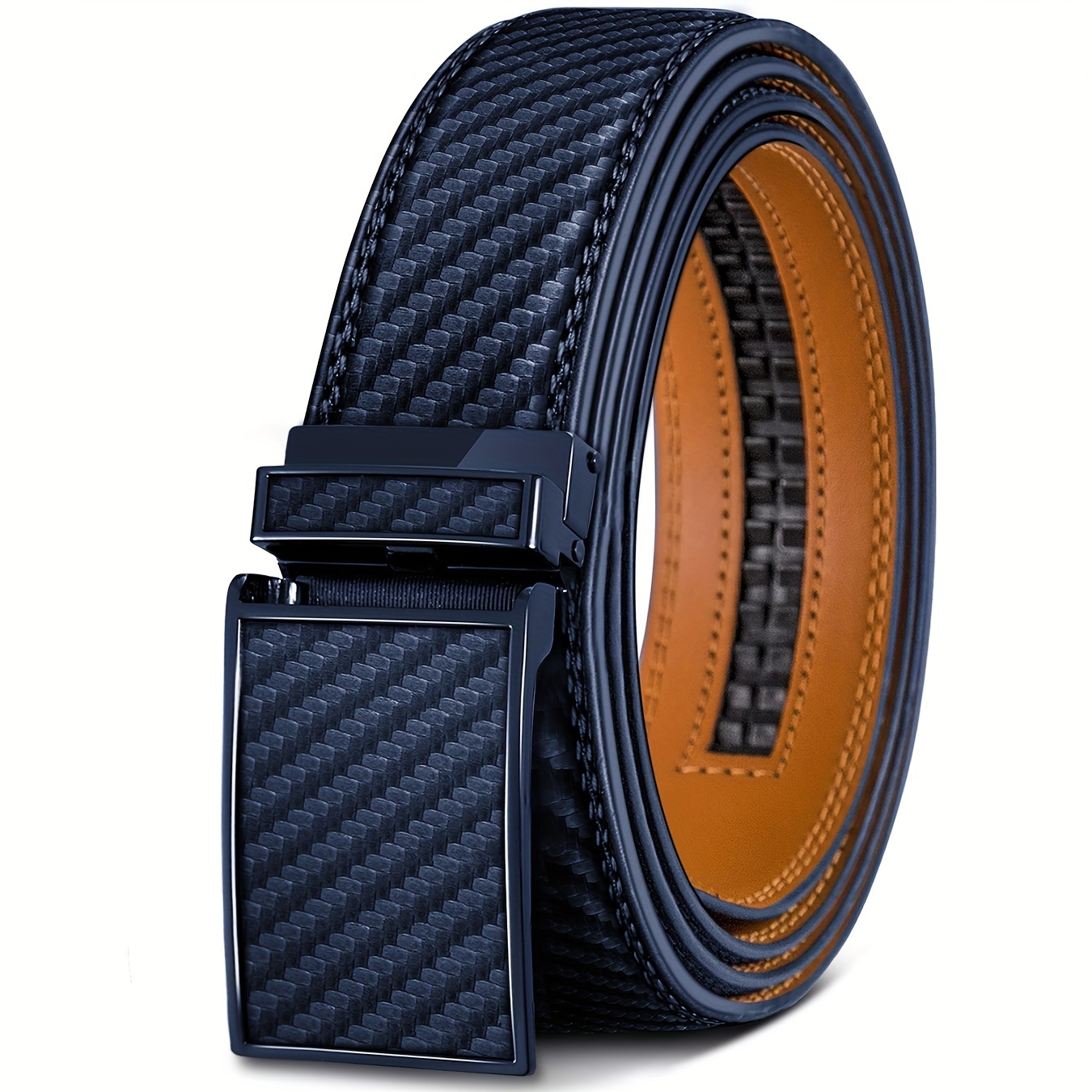 

Men' Genuine Leather Ratchet Belt With Automatic Slide – Adjustable Textured Belt For Business & Casual Wear, Dress Accessory | Modern Design | Belt, Leather Belt