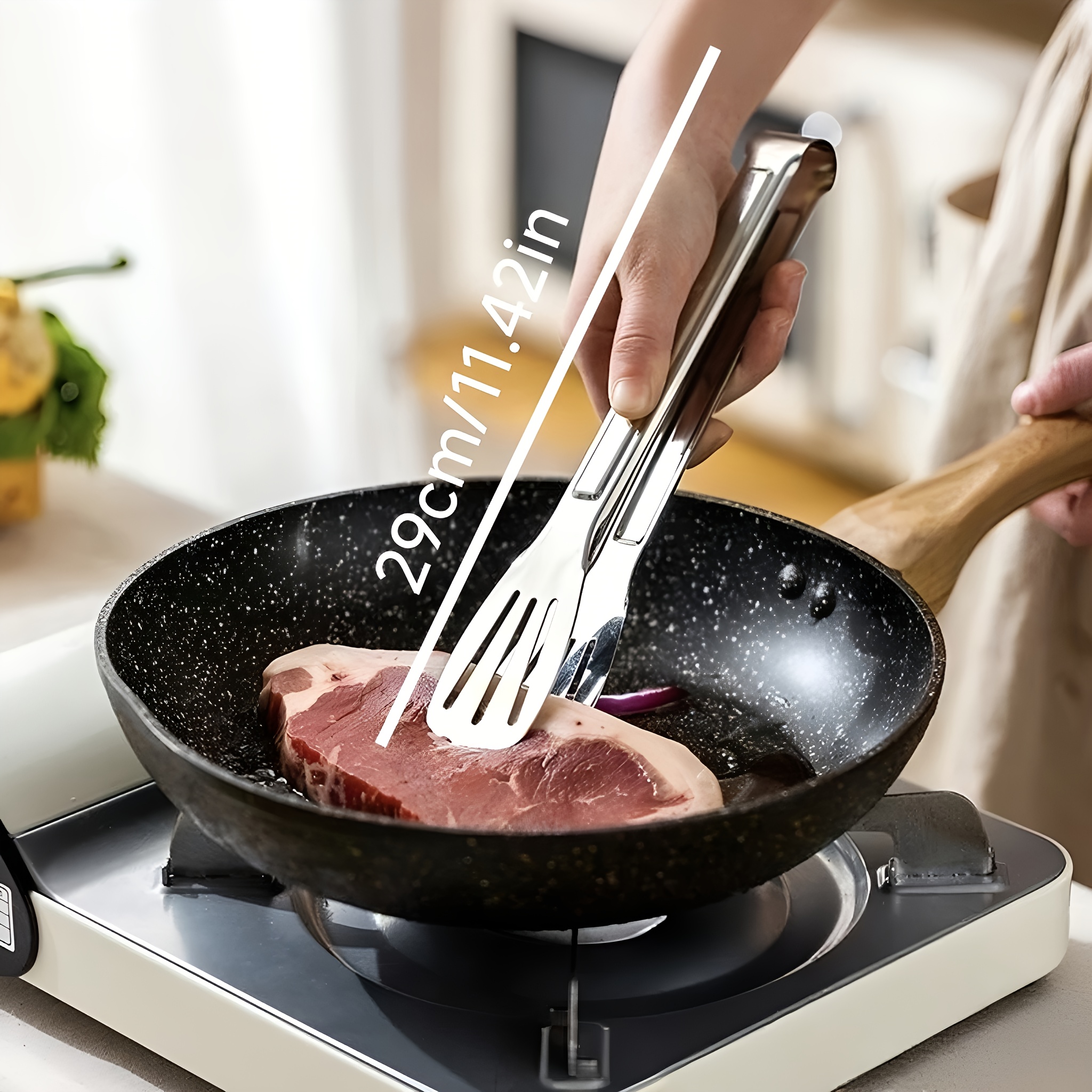 TEMU 1pc/2pcs Stainless Steel Multifunctional Barbecue Clips, Bread Clips, Ice Clips, Barbecue Tongs-perfect For Barbecue, Baking And Camping |
