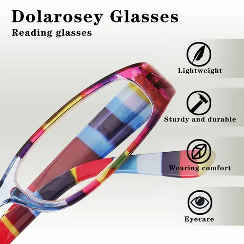 4 pack reading glasses retro classic printed rectangle frames women and men with spring hinges readers