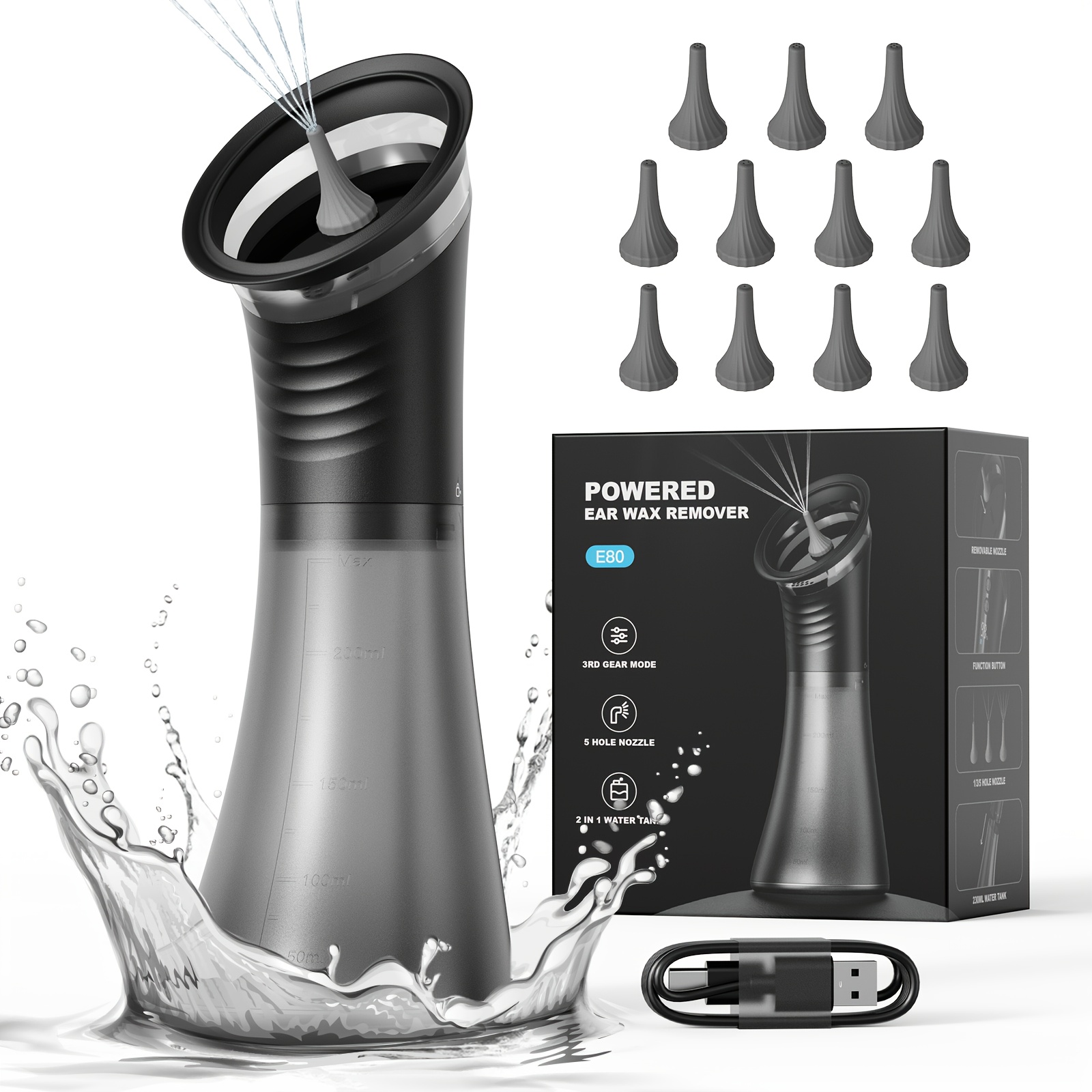 Image of Electric Ear Cleaning Kit Effective & Safe Ear Cleaner Irrigation Flushing System 3 Pressure For Ear Wax Wateproof Cleaner For Bath, Best Christmas Gift For Parents