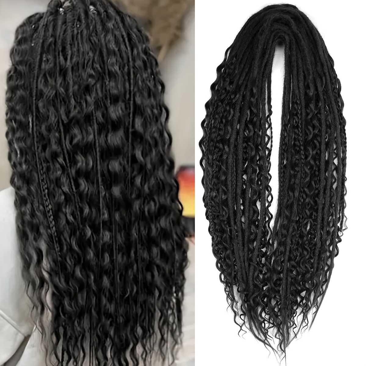 

22-inch Handmade Dreadlock Extensions Set - 15 , Mixed Styles With Straight & Curly Options, Hippie Dreads For All Hair Types