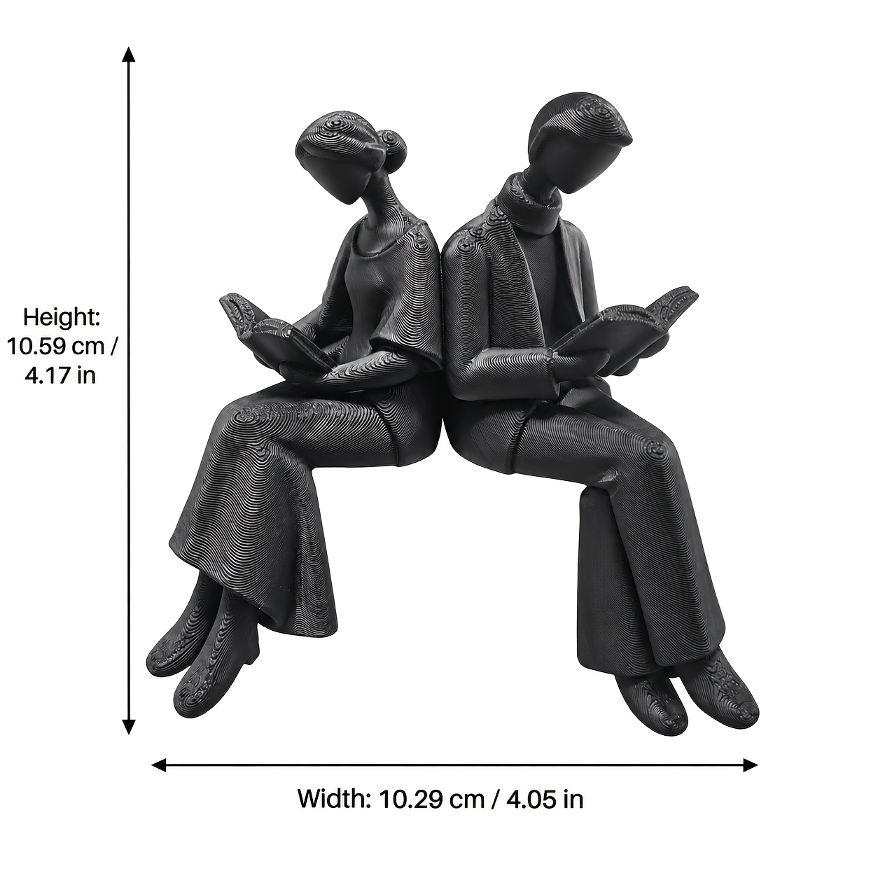 TEMU A Pair Of Seated Reading Figures Statue Ornament, Depicting 2 Figures Sitting , Holding Books, With Legs Dangling. Suitable For Placement In