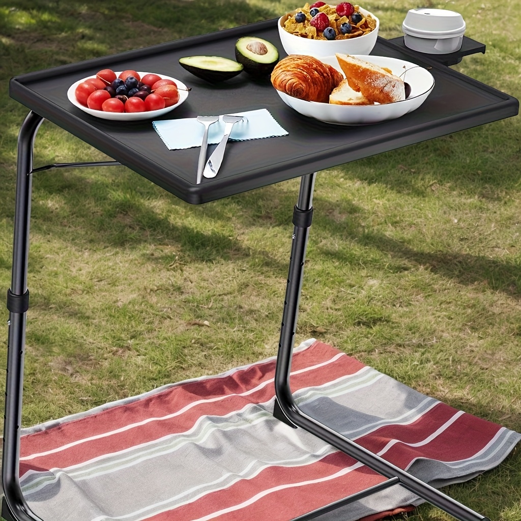 

1ps And 2ps Adjustable Tv Tray Table - Foldable Multifunctional Stand With 6 Height And 3 Tilt Settings, Used And Outdoor Supplies, Very Suitable For Camping, Hiking