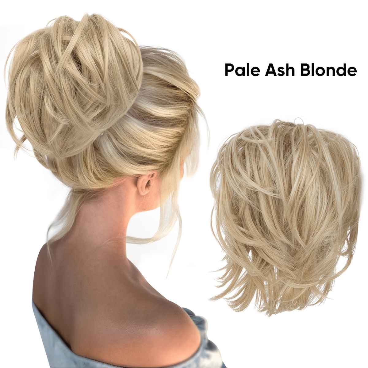 Messy Hair Bun Hair Pieces Curly Synthetic Updo Fake Scrunchies Ponytail Extension For Women Blonde 1pc
