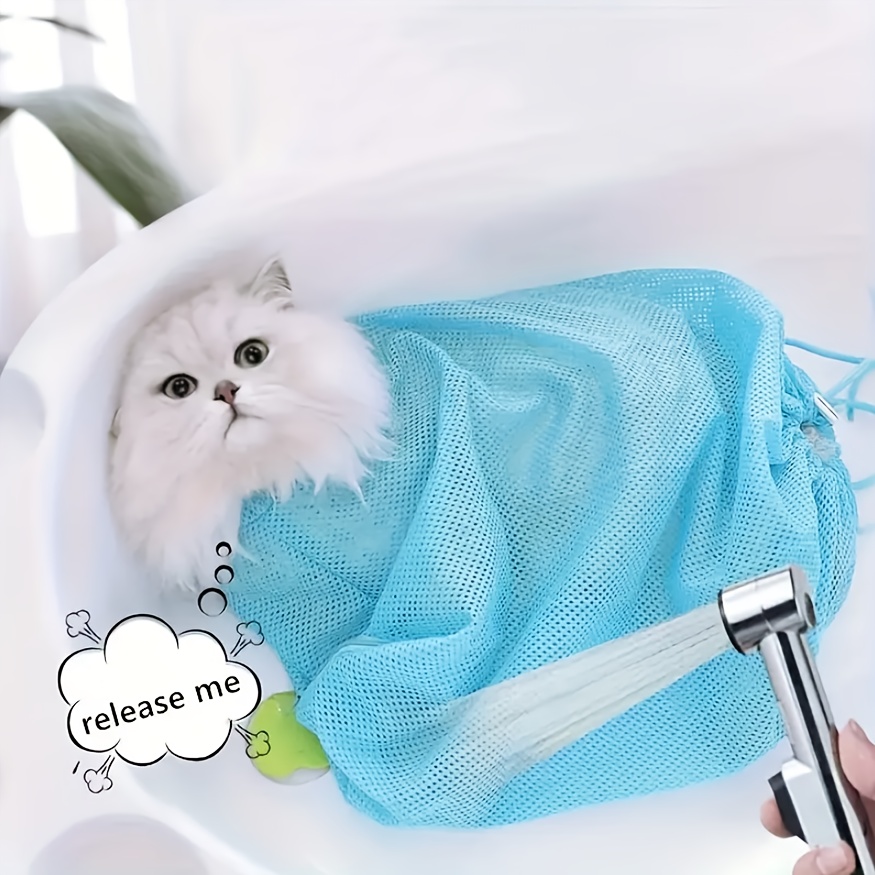 1  bathing bag   clean and comfortable prevents scratching easy and quick design suitable for kittens and   cats pet grooming accessory soft fabric material secure drawstring closure Product details 2