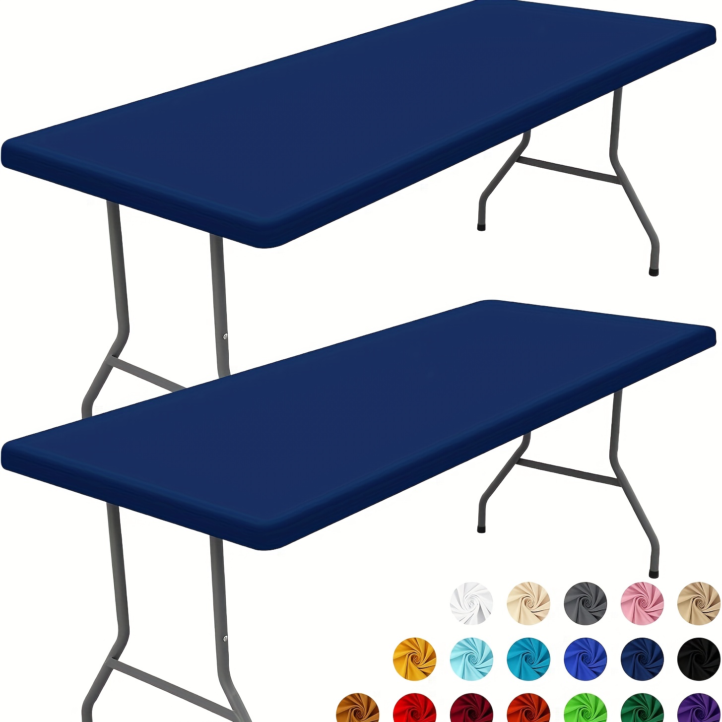 TEMU Of 2 Spandex Table Covers, Elastic Fitted Cloths For 6-foot Rectangular Tables, Washable Stretch Covers For Outdoor Gatherings, Christmas, And