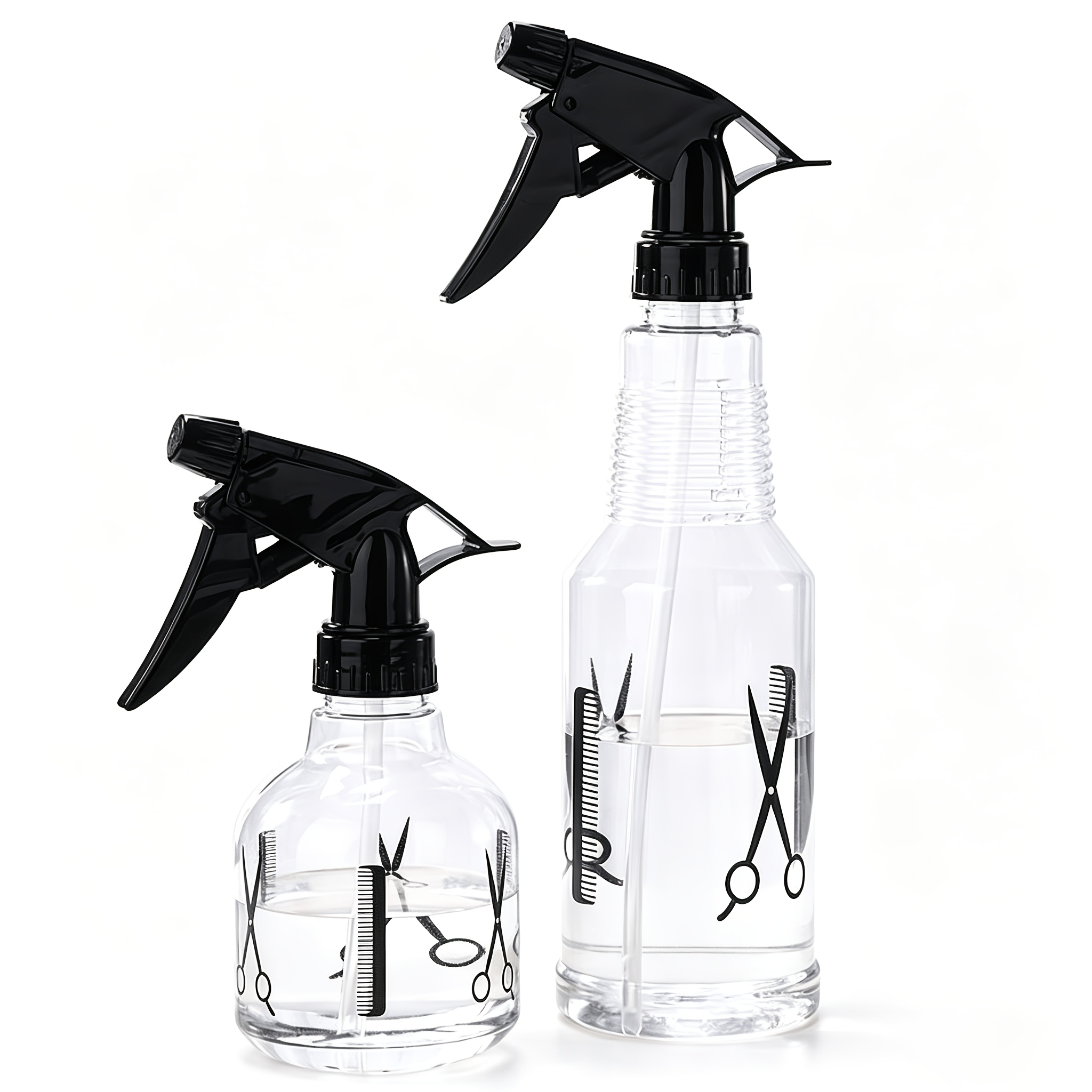 TEMU 2pcs Professional Barber Hair Spray Bottle Set, Large & Small Refillable -free Fine Mist Trigger Sprayer Suitable For Hair Styling, Salon & Home