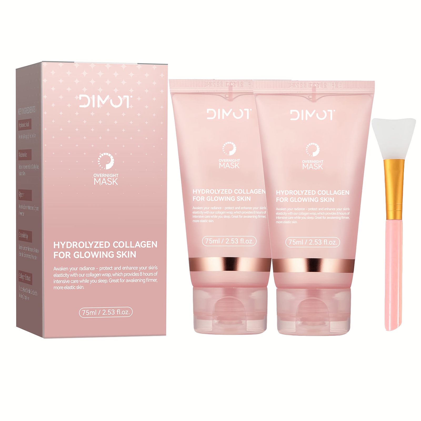TEMU Dimot Unscented -off Mask, Oz*2 - Unisex, Hydrating And Facial, With Brush, Paraben And Propylparaben Free, Enriched With Hyaluronic Acid, Niacinamide And Glycerin, Suitable For Types