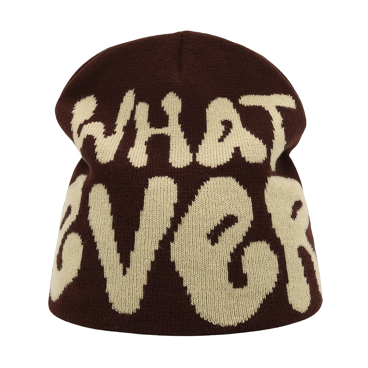 Image of 1pc Autumn Winter Warm Beanie Hat For Women And Men, Letter Jacquard Brimless Cap Fashion Gift Cycling Outdoor Ski Street Hip Hop Pullover