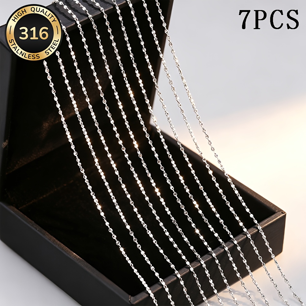 TEMU Collar de Cielo Estrellado de Acero Inoxidable de 7 piezas, Cadena de de Extensión de +5Cm/1.96Inch, Material Hipoalergénico Duradero e