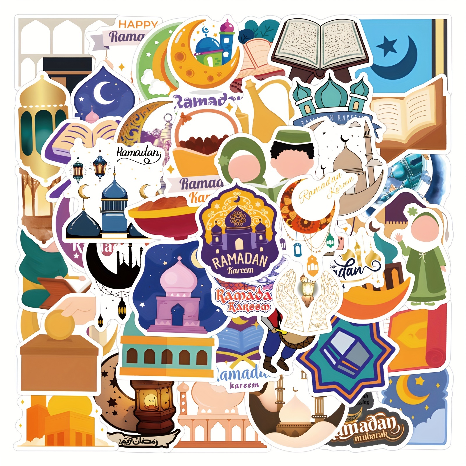 

61pcs Ramadan Sticker Set - Aesthetic Vinyl Decals For Scrapbooking, Journaling, Laptops, Water Bottles & More