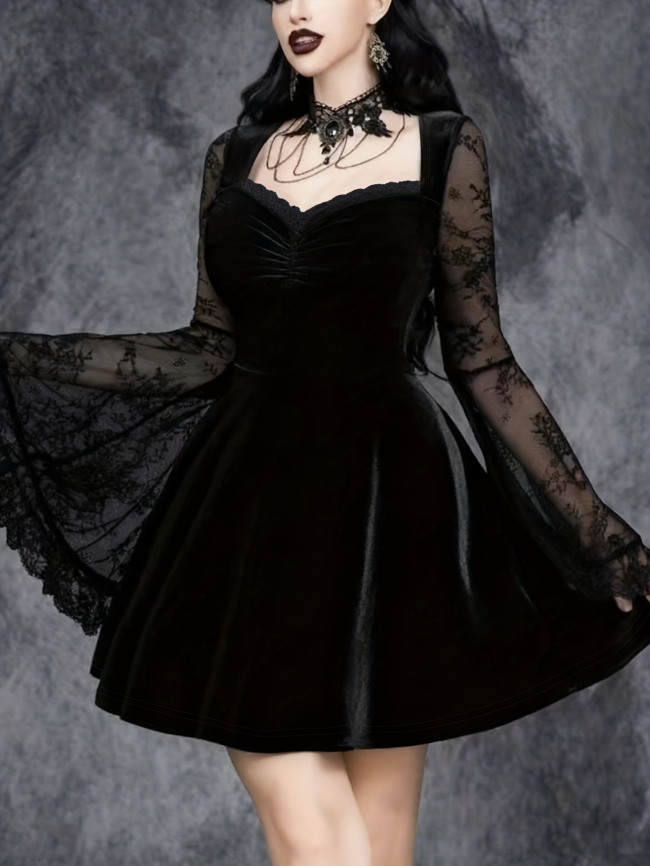 new womens autumn winter dark gothic style elegant - Temu