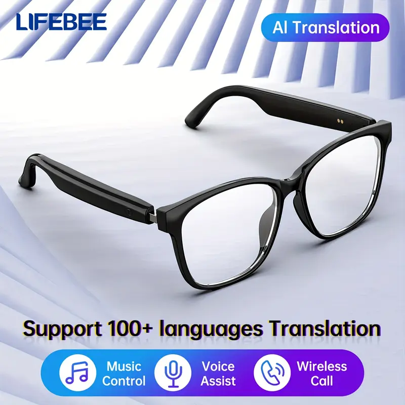 smart glasses with 144 languages blue light filtering polarized lenses low latency audio built in mic speakers assistant wireless usb rechargeable ideal for driving travel travel accessories durable eyewear Product details 3