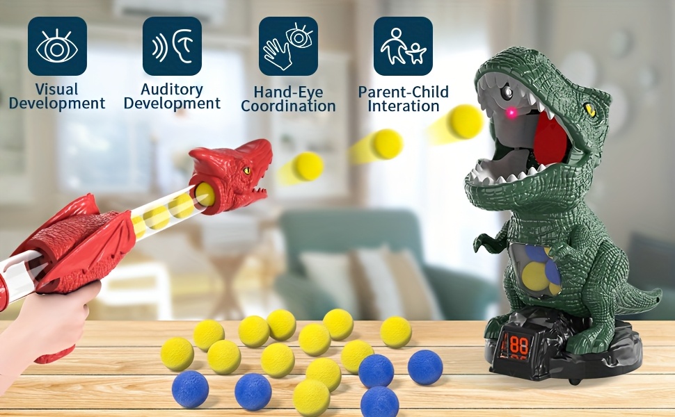 恐龙射击游戏玩具，带子弹眼镜和发射器，可移动恐龙射击玩具，带声音灯光和喷雾，适合3岁及以上男孩 商品详情 1