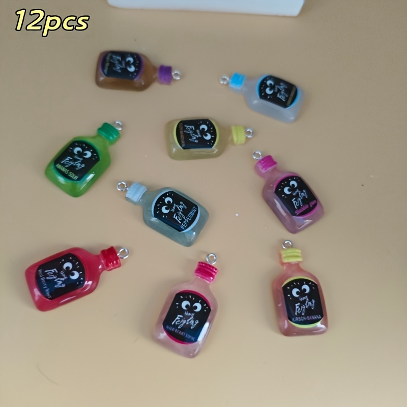 12pcs Creative Resin Bottle-shaped Charms - Jewelry Making Additions - Women's Jewelry Components - Valentine's Day Gift