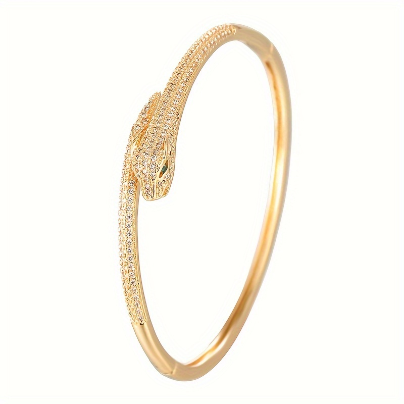 Golden Tone Snake Bracelet with CZ for Parties