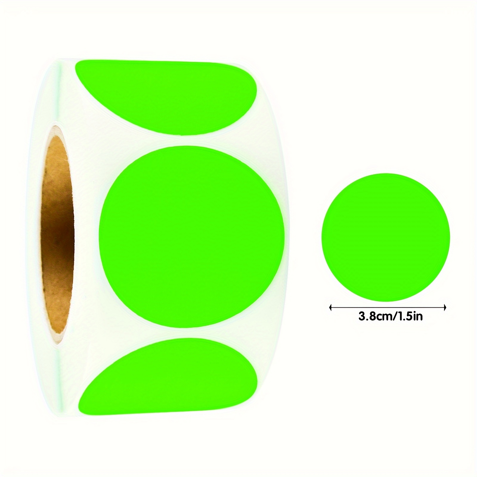 TEMU 300 pezzi per rotolo, adesivi singoli da 1,5 pollici / 3,8 cm, etichette a in colori solidi fluorescenti, adesivi rotondi colorati per , adesivi