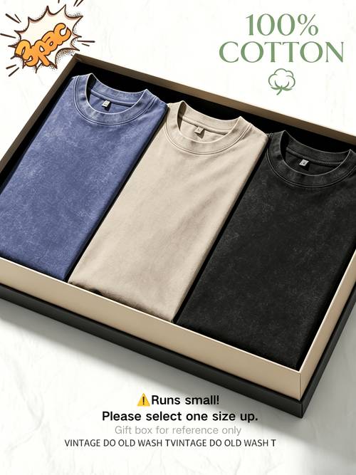 item picture water obm 3pcs mens heavy 230 t shirt gift vintage washed street style loose round neck short sleeve breathable casual tee rose gray black khaki green purple beige apricot gray