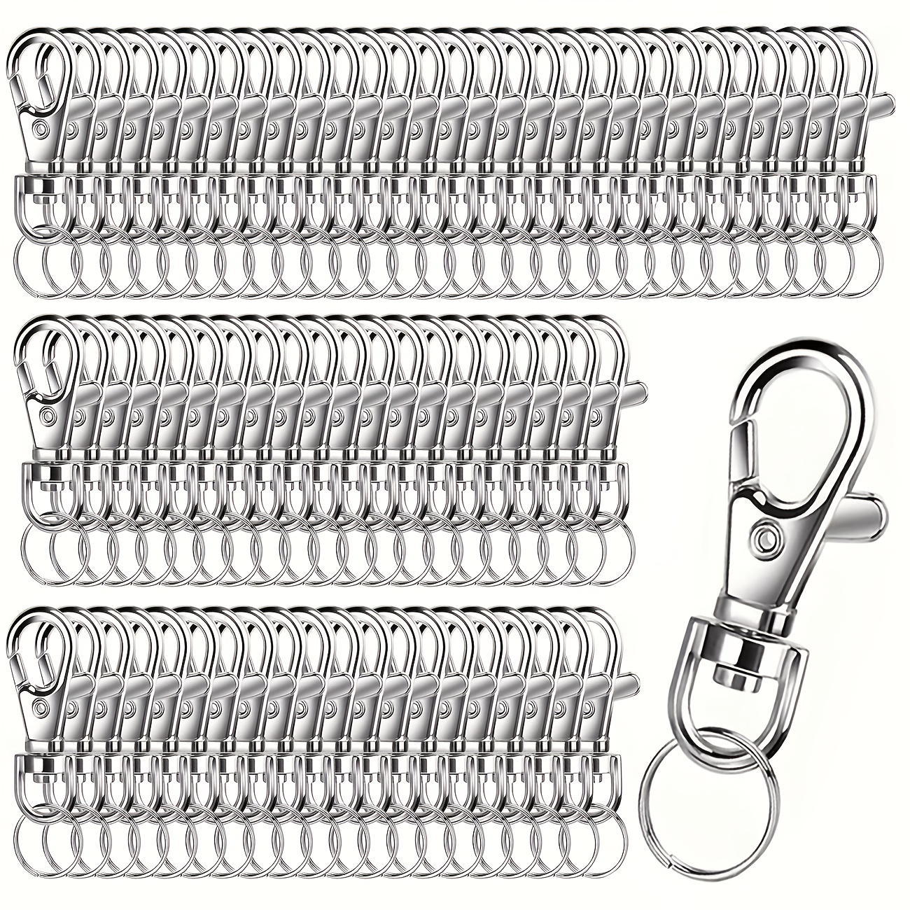TEMU 200pcs In Bulk 100pcs Keychain Snap Hook Clips And 100pcs Key Chain Rings, Clasps Snap Spring And Key Rings, Keychain Making Kit Diy Craft