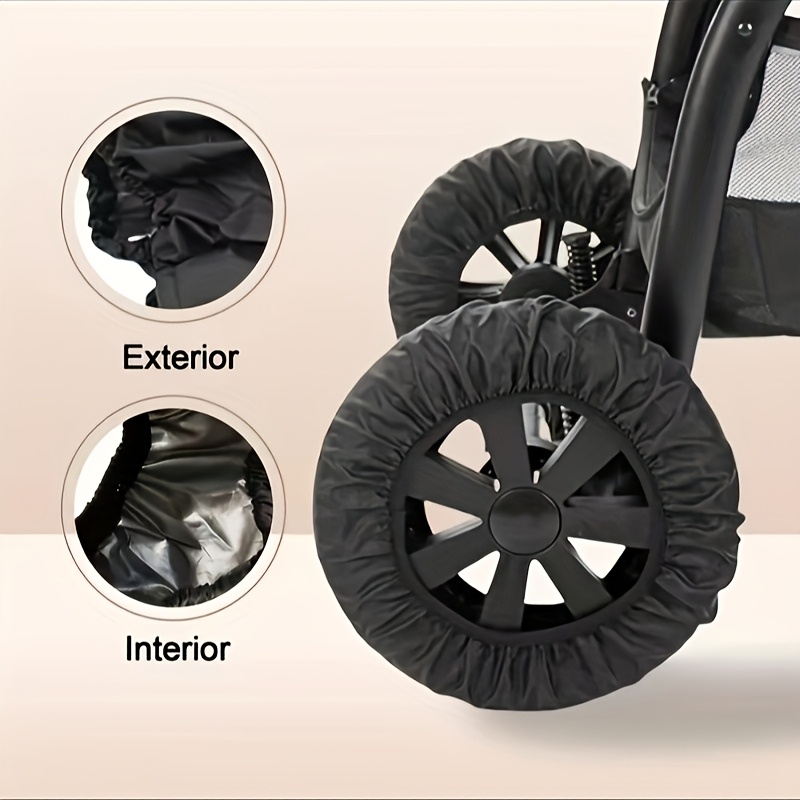4pcs Youngsters Stroller Wheel Covers - Durable Polyester, Easy-Clean Dustproof & Scratch-Resistant for Indoor/Outdoor Use - Ideal Thanksgiving & Christmas Gift for Parents, Stroller Accessories, Outdoor Travel Gear, Protective Carriage Accessory, Scratchresistant Material