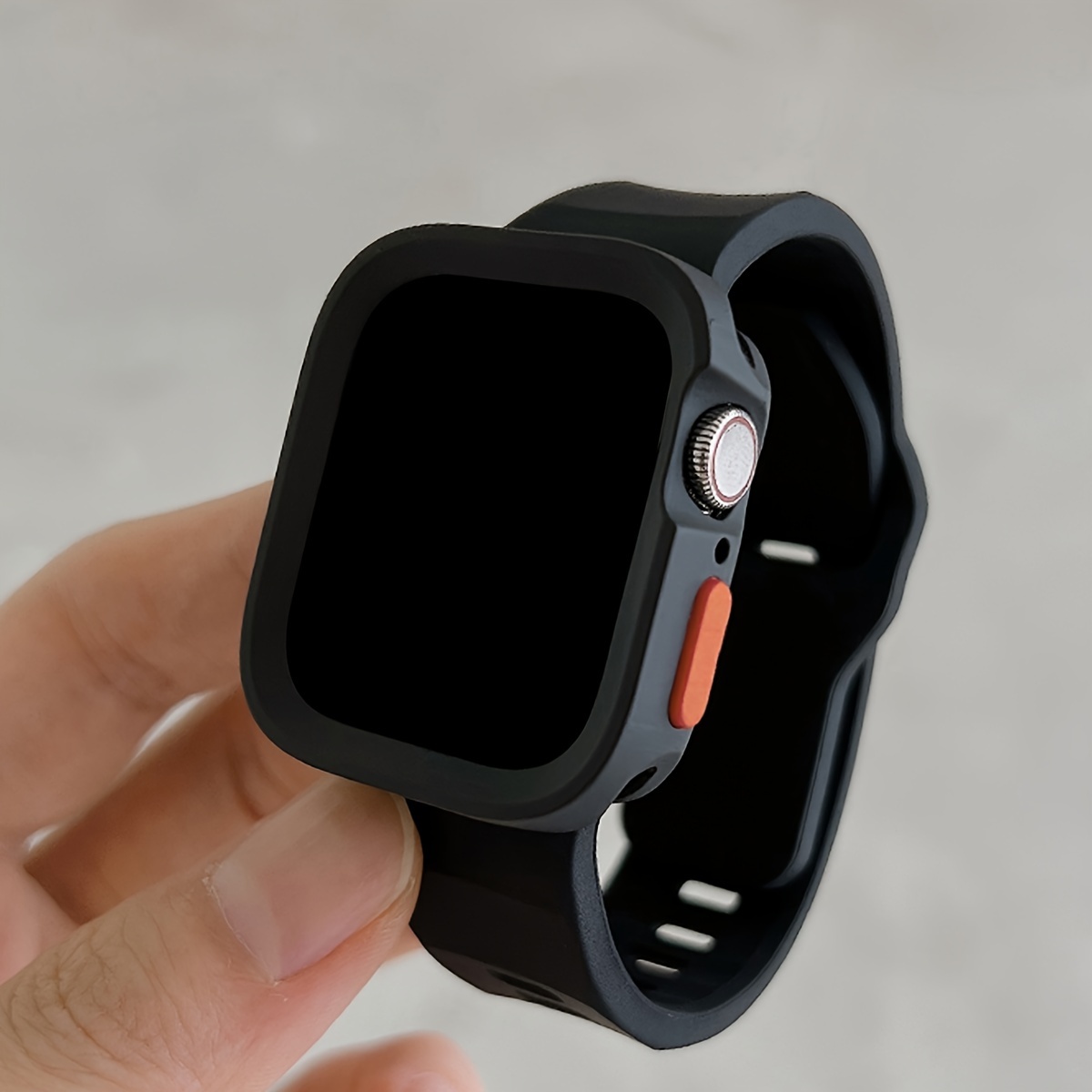 TEMU 2pcs Bracelet de poignet réglable en silicone confortable pour et étui de montre protecteur anti-chute et souple, pour Apple Watch Case
