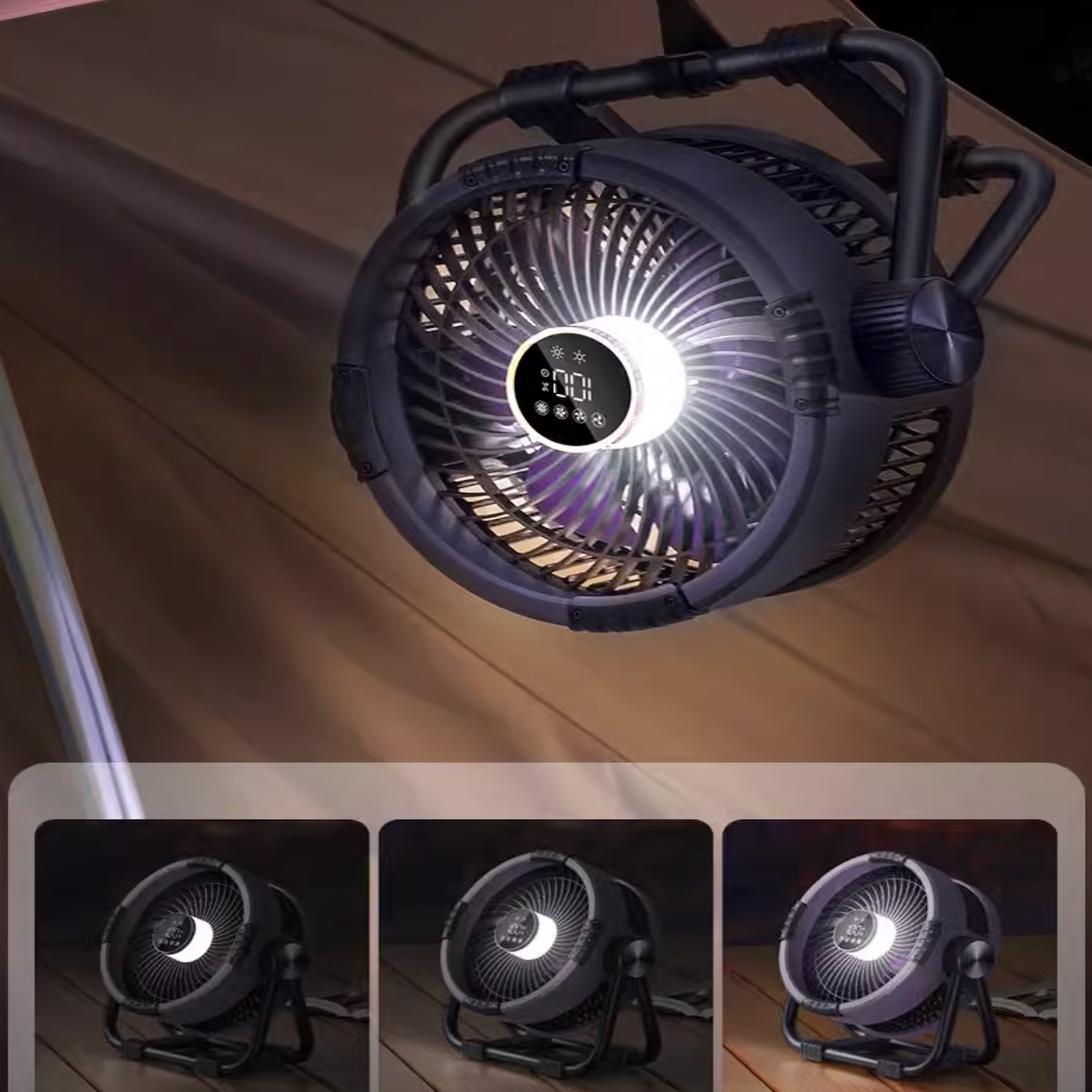 Camping Fan Designed for Outdoor Use, Capable of Blowing Cold Air Up to 30 Feet (10 Meters) Away, Featuring 4 Speed Settings And a 90-Degree Adjustable Tilt, Powered by a 20000Mah Battery And Equipped with a Hook