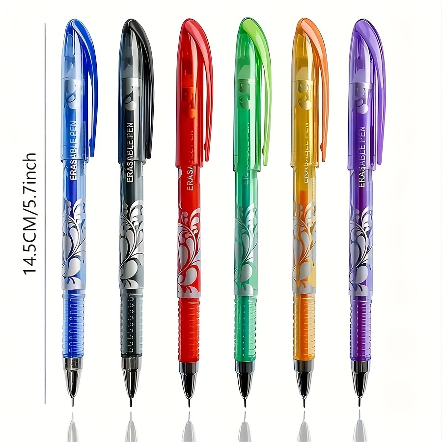 36pcs/set 6 Colors Neutral Erasable Pen, Blue/black/red/green/orange/purple Ink Writing Gel Pens Washable Handle School Office Supplies Stationery Gift