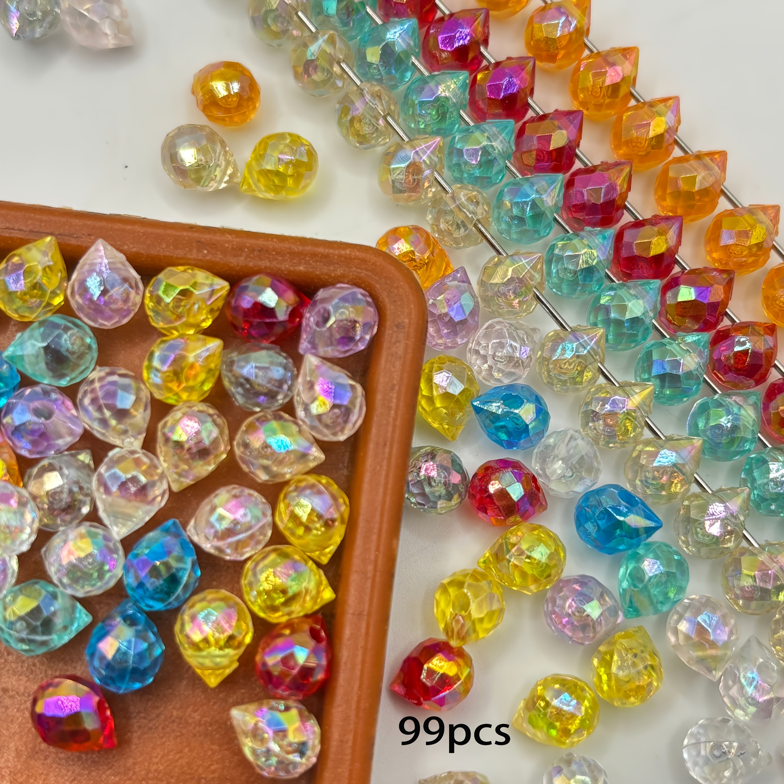 8/10mm 99pcs Mixed Sun Catcher Rainbow Decorative Beads, Colorful Beads Perfect For Making, Suitable For Necklaces, Bracelets, And Earrings