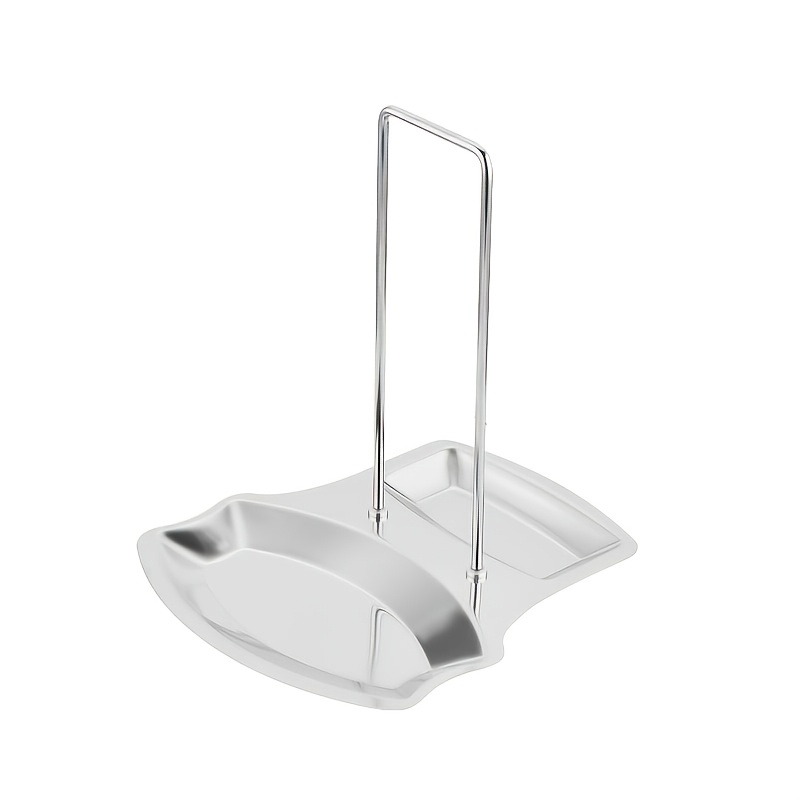 Image of Stainless Steel Pot Lid Rack With Drain Tray - Punch-free Soup Spoon Rack With Detachable Rack - Kitchen Supplies, Convenient For Storing Pot Lids And Draining