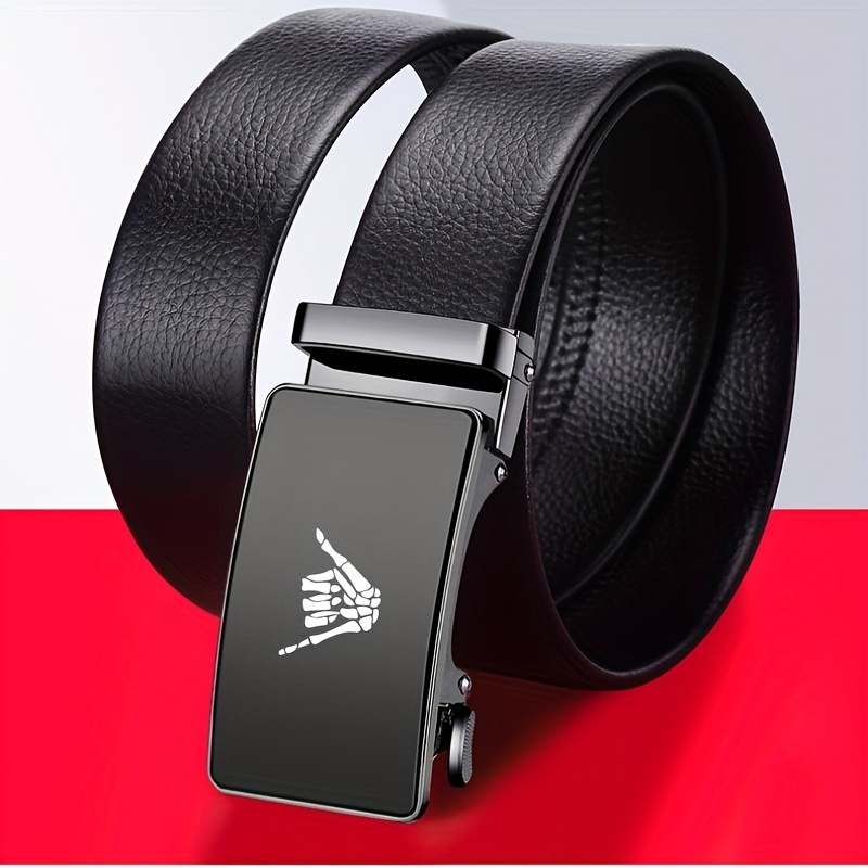 Men's Gesture Buckle Belt PU Leather Scratch Resistant