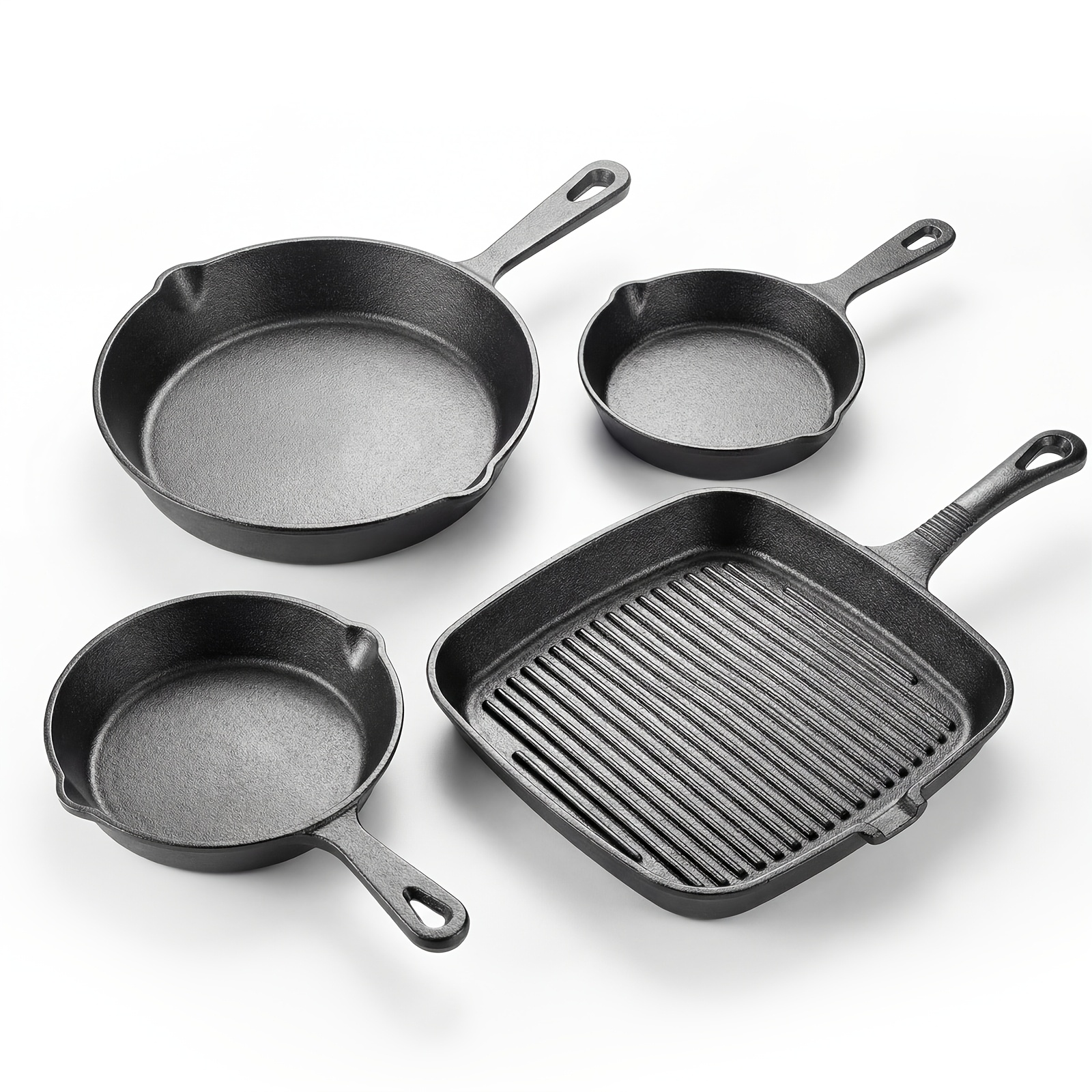 TEMU 4pcs Set Cast Iron Frying Pans Oven Versatile Cast Set For Steak & Eggs - Perfect For Gas Cooking, Durable Kitchen Essential, Ideal For Outdoor