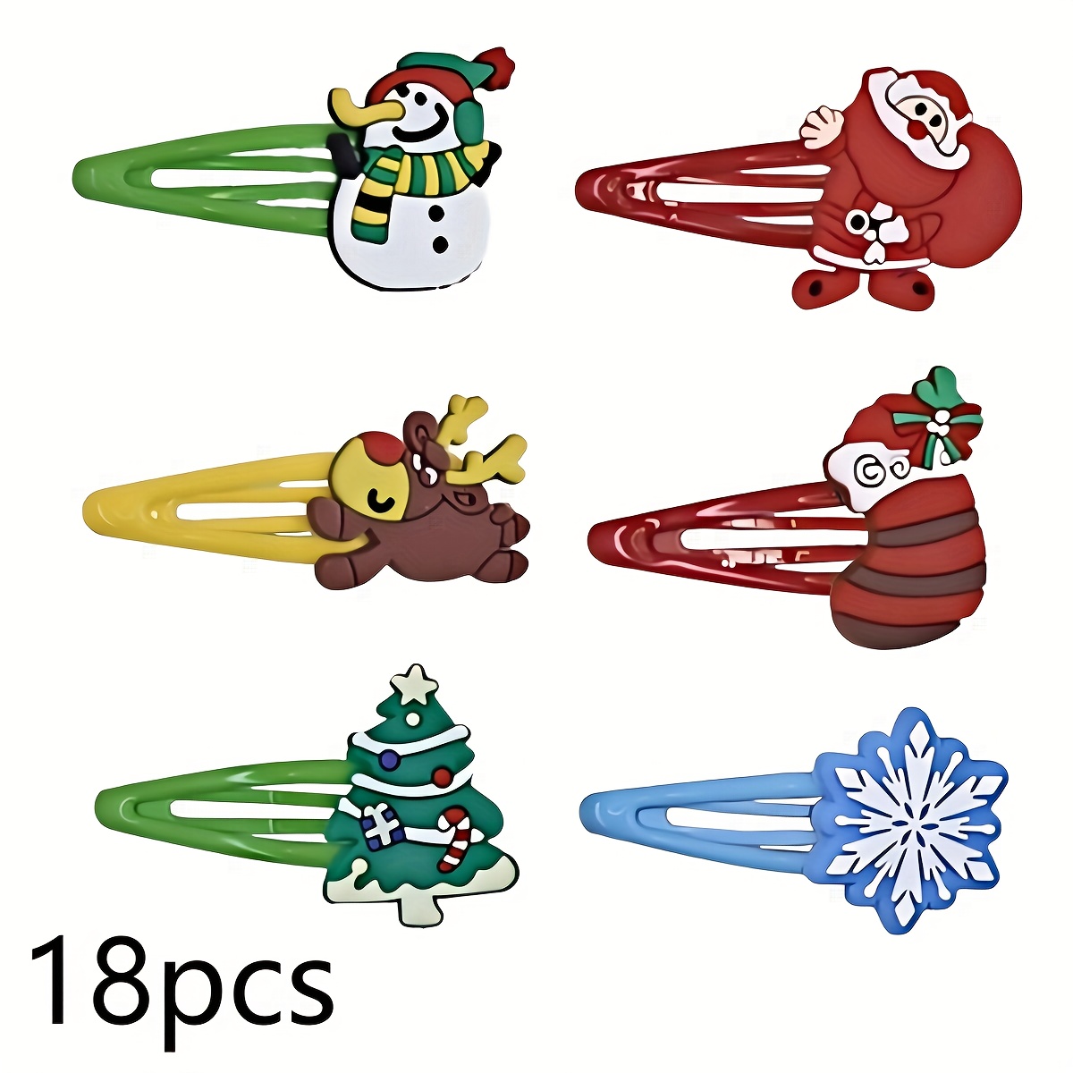 Image of 18 Christmas Hair Clips, Christmas Element Decoration Hair Clips, Women's Hair Decoration Hair Clips, Themed Party Decoration Small Gifts, Random Colors