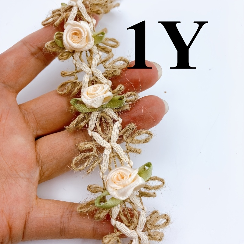TEMU Tela con ribete de encaje de 1Y/4CM/1.57 pulgadas para cortinas huecas, materiales decorativos para faldas, ideal para a