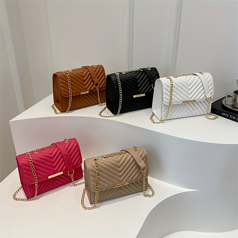 Sac Bandoulière Femme – Mini Carré Élégant Chaîne Dorée Nouveau Sac Mini Carré Élégant et Minimaliste pour Femmes - Sac Bandoulière/Épaule à Chaîne Ajustable Décontracté, Disponible en 5 Couleurs