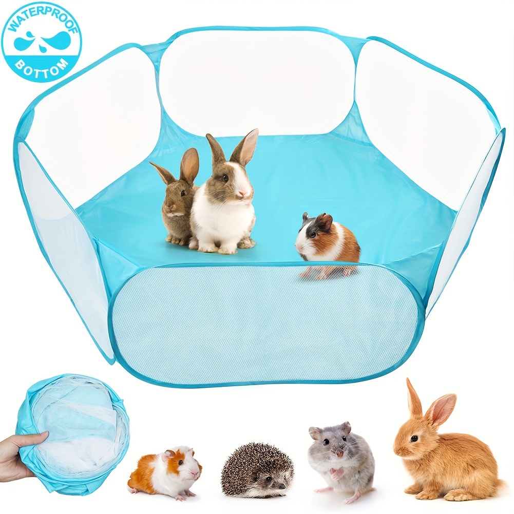 TEMU Lotfancy 1pc Small Animal Playpen, Hamster Pet Playpen, Waterproof Breathable Indoor Pop Open Exercise Fence, Guinea Hamster Cage Tent, Portable Yard Fence