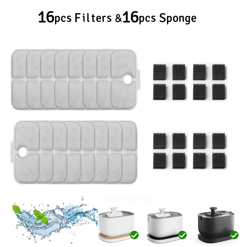 E-shop 8/32 Stück Katzen-Wasserbrunnen-Filterzubehör - Kompatibel mit PLWF005, PLWF115, PLWF105 - Wiederverwendbare Ersatzfilter für sauberen