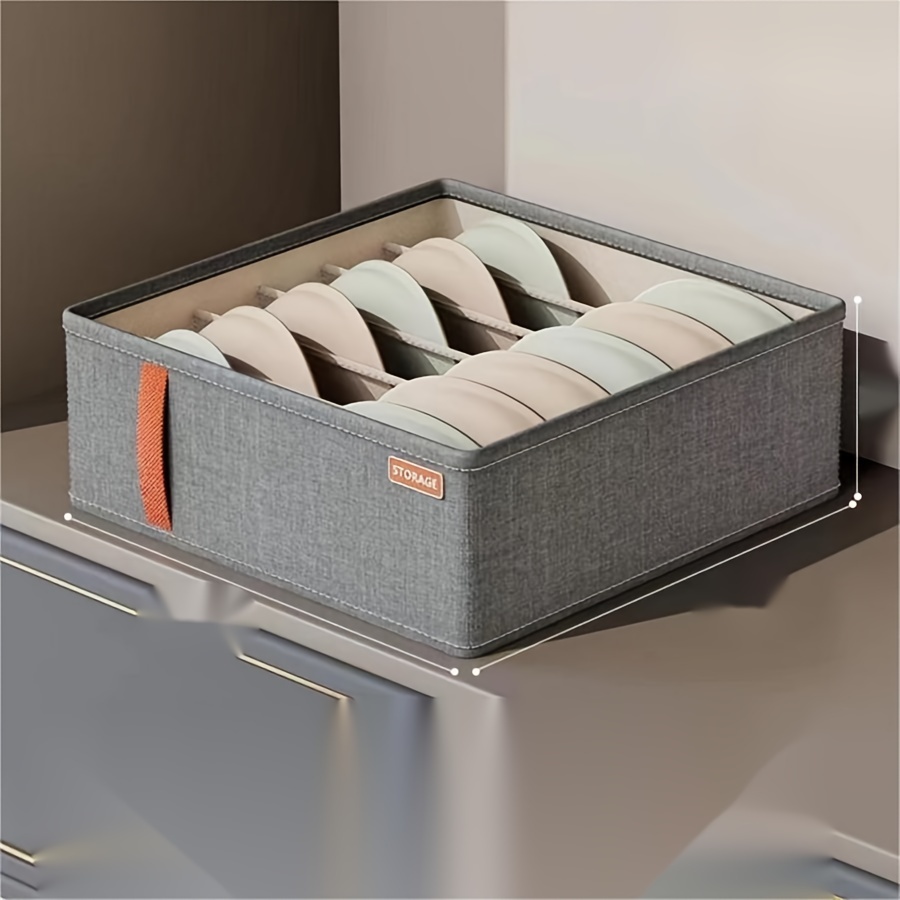 

6/7/20-grid Fabric Drawer Organizer For Underwear, Bras, Socks – Portable Storage Box With Handles, Gray With Orange Accents, Home, Dorm, Or Closet Organization, Clothes Organizer Storage