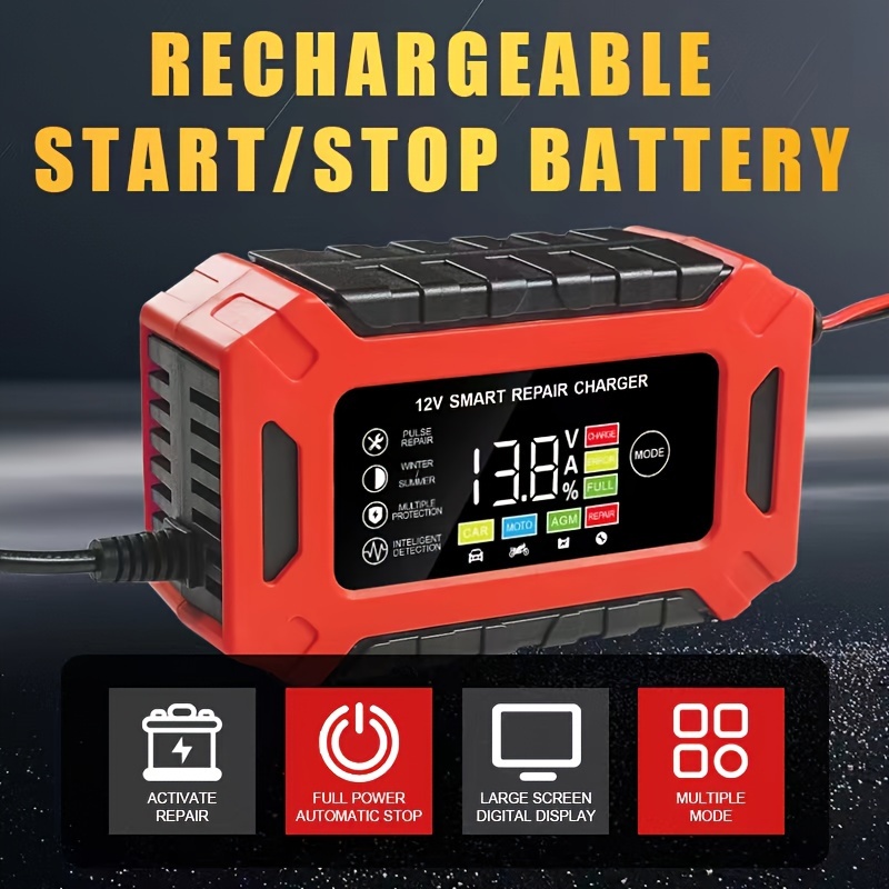 

12v6a Plug Multi- Intelligent Charger, Fast 12v Charging For Cars, Trucks, Etc., Safe And Battery Maintainer, Motorcycle Battery Charger, Battery Charger