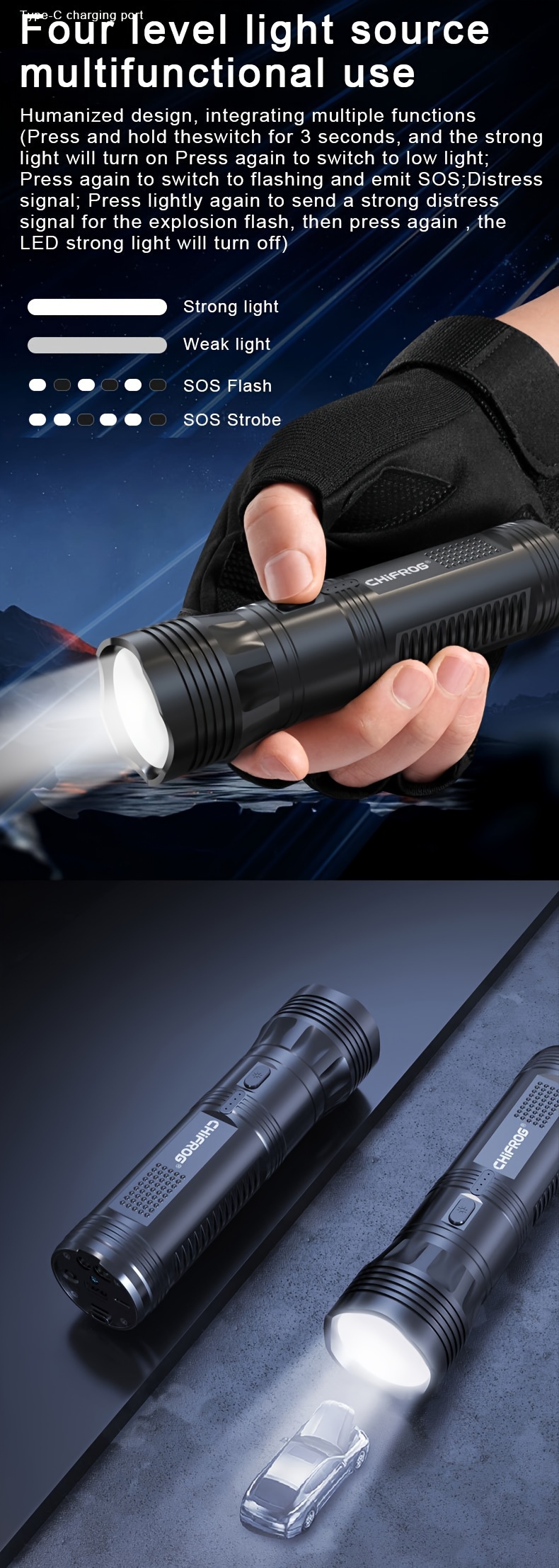 portable flashlight jump starter power bank car battery pack booster Product details 6