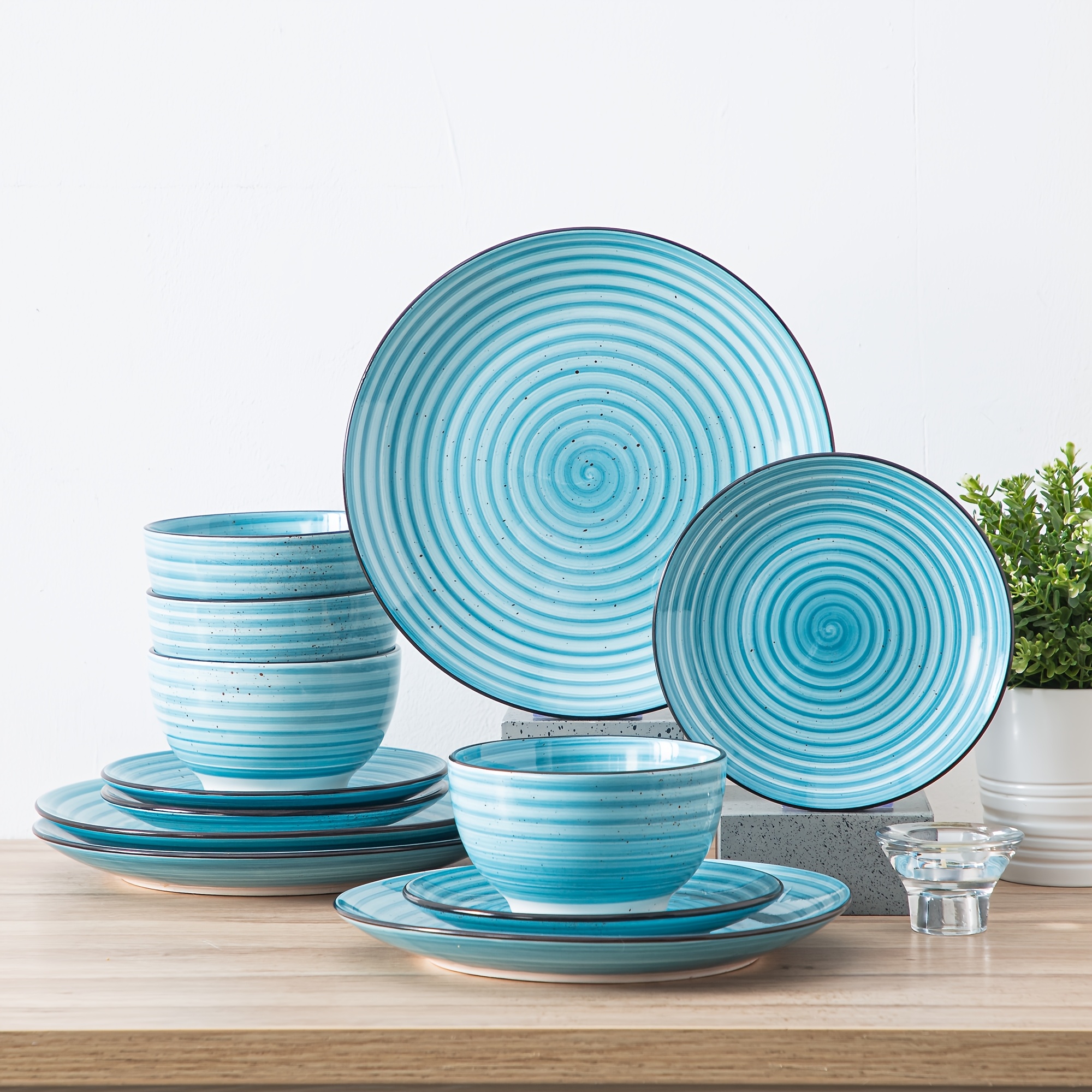 12pcs Handpainted Pattern Dinnerware Sets, Service For 4