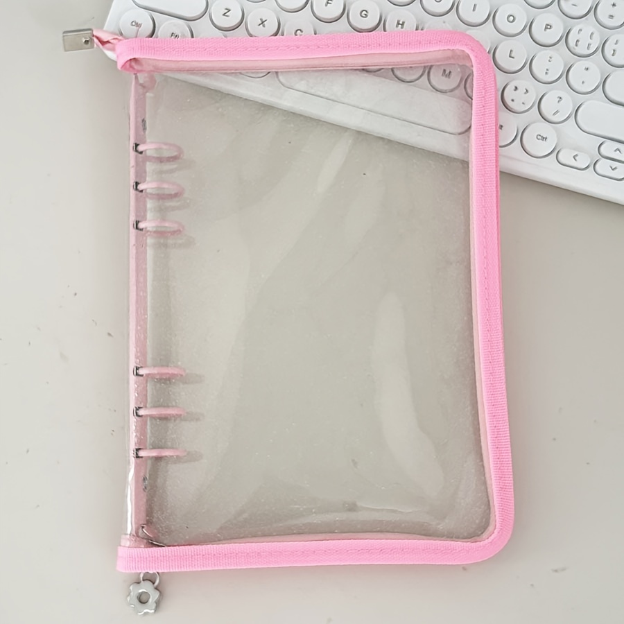 TEMU A5 Reißverschluss Ordner Sammelbuch Glitzer Cover Organizer Journal Notizbuch Transparent PVC Fotoalbum, 10 Stück Nachfüllhüllen