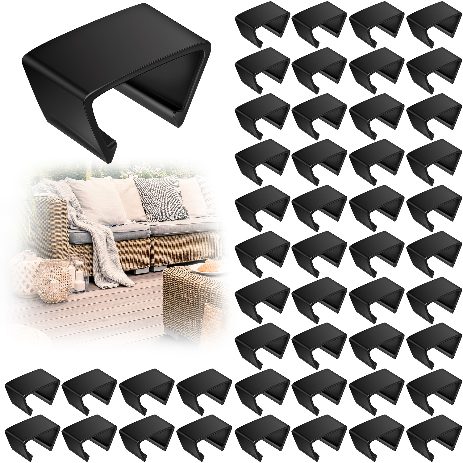 20pcs Patio Furniture Clips Outdoor Furniture Sofa Clips 2.4 D X 1.4 W X 1. Rattan Clamps Wicker Chair Fasteners, Connect The Sectional Or Module Couch Patio Furniture