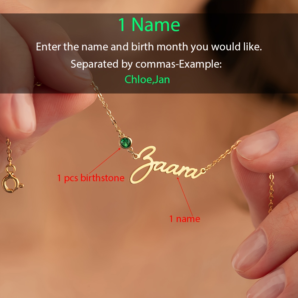 TEMU Customized Personalized Birthstone Name Bracelet - Featuring Birthstone Additions - 18k Gold-plated - Personalized Birthstone Jewelry Bracelet -