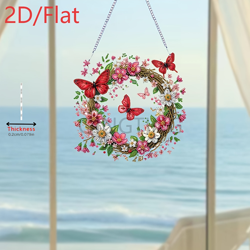Image of 1pc, 2d/flat Wreath Pattern - Irregular Shaped Painting Wall Hanging, Garden Decoration Gift, Ideal Holiday Present For , Becomes More Beautiful And Sparkling