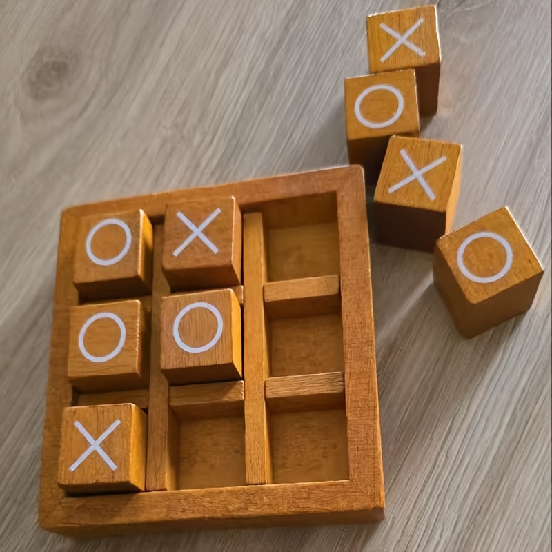 wooden tic tac toe xo game childrens educational two player board game for focus and   thinking training parent child interactive toy
