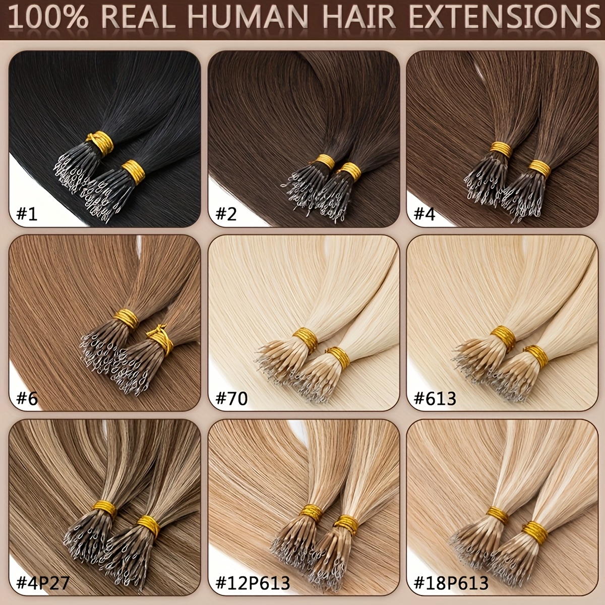 0 7g strand nano rings human hair extensions 50pcs micro links hair nano bead prebonded straight blonde hair details 5
