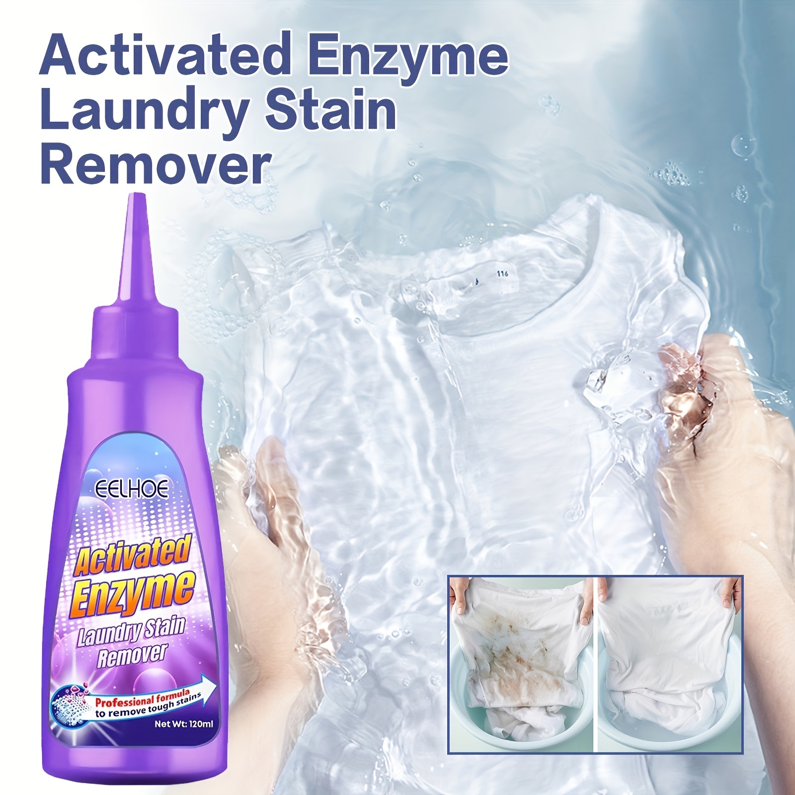 gentle enzyme laundry detergent   removes grease coffee stains low odor liquid formula with sodium hydrogen   for home cleaning details 5