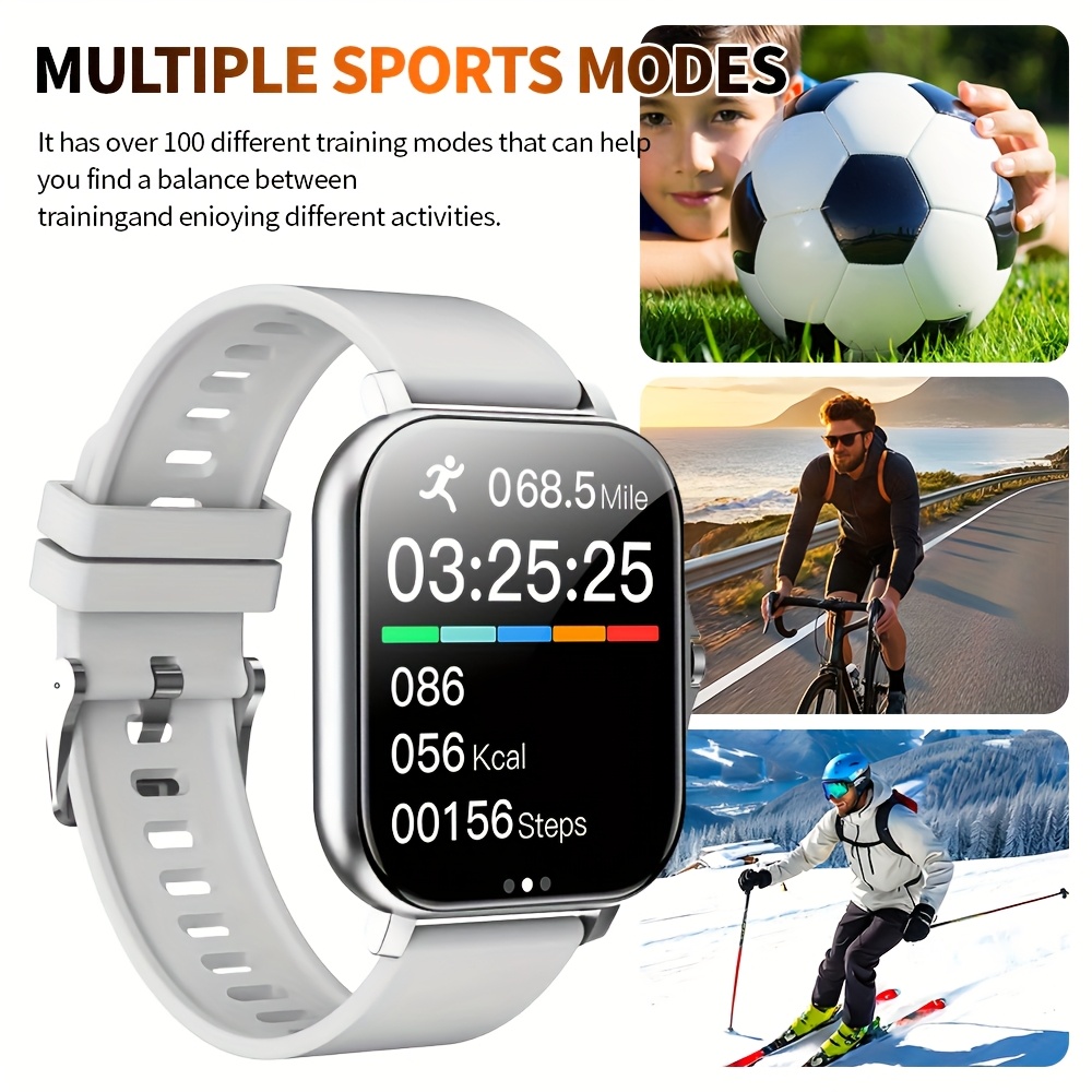 Hot 2024 new best-selling 1.83-inch full screen touch, Men's and Women's sports fashion smartwatch, dial/answer calls, step count, sports mode, distance tracking, call information prompt multifunctional smartwatch, suitable for iPhone and Android smartphones