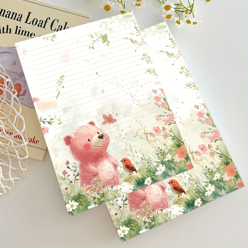 

B5 Stationery - Bear, Bird & Floral Designs | 25/50 Sheets/pc | Lined | Tear-off, Non-adhesive | Ideal For Letters, Notes, Journals | Gift-ready Journal